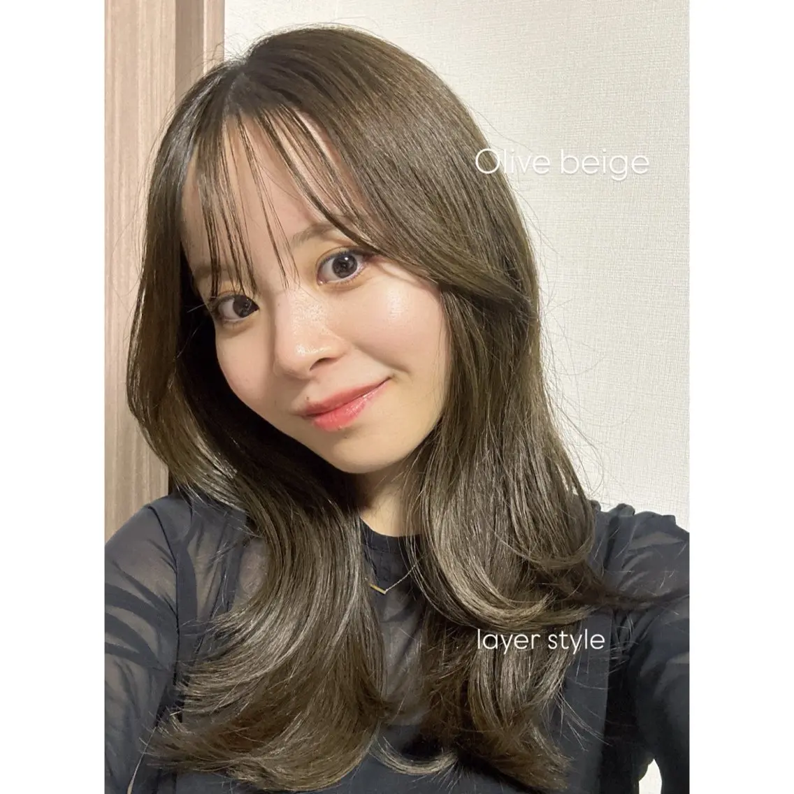 セミロング カラー ベージュカラー 透明感カラー オリーブベージュ オリーブカラー 顔周りカット カット ヘアカラー トリートメント 🍼顔周りカット/ レイヤー/小川華奈のヘアスタイル