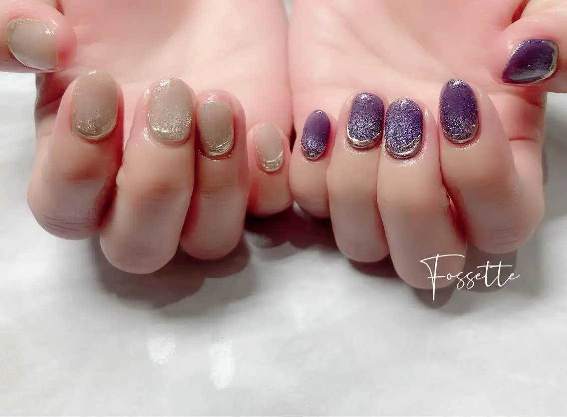 ネイル キラキラネイル マグネットネイル ミラーネイル ワンカラーネイル ハンドネイル nailsalon Fossetteのネイルデザイン