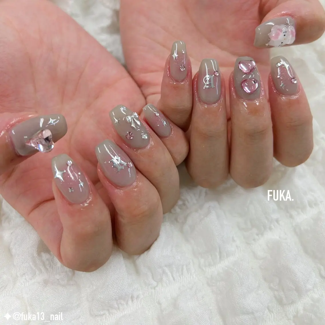 ネイル チークネイル ガーリー ハート 韓国ネイル 持ち込み ハンドネイル Nail♡Fuka. /6月予約受付中のネイルデザイン