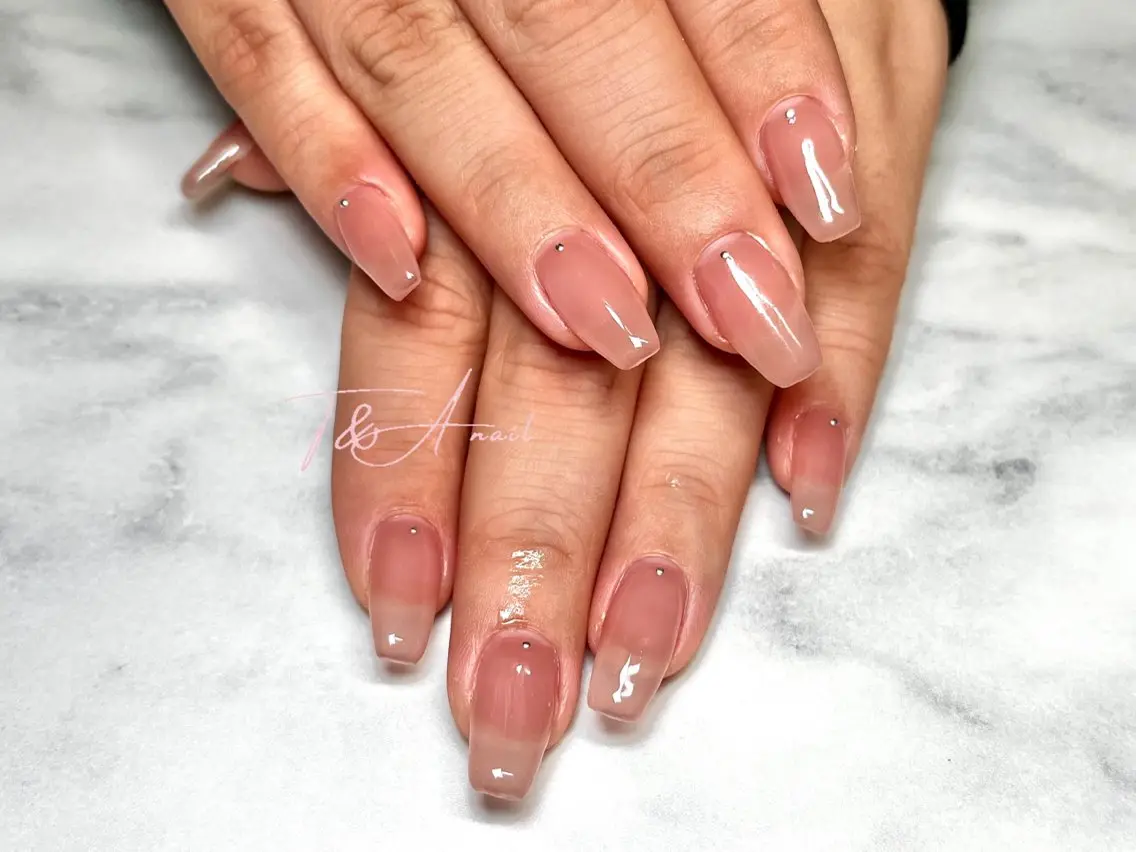 ネイル クリアネイル 長さ出し ジェルネイル 氷ネイル・うるうるネイル ロングネイル T&A nailのネイルデザイン