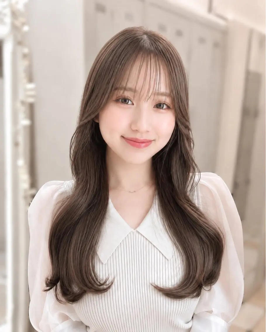 ロング くびれヘア レイヤーカット ロング カット ヘアカラー トリートメント 🧡くびれヘア/前髪 顔周り🧡久原結衣のヘアスタイル