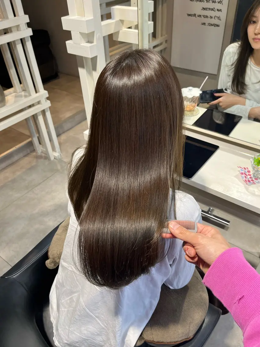 ロング カラー ヘアカラー トリートメント うる艶カラー/恵比寿 ベージュ/丸山陽平のヘアスタイル