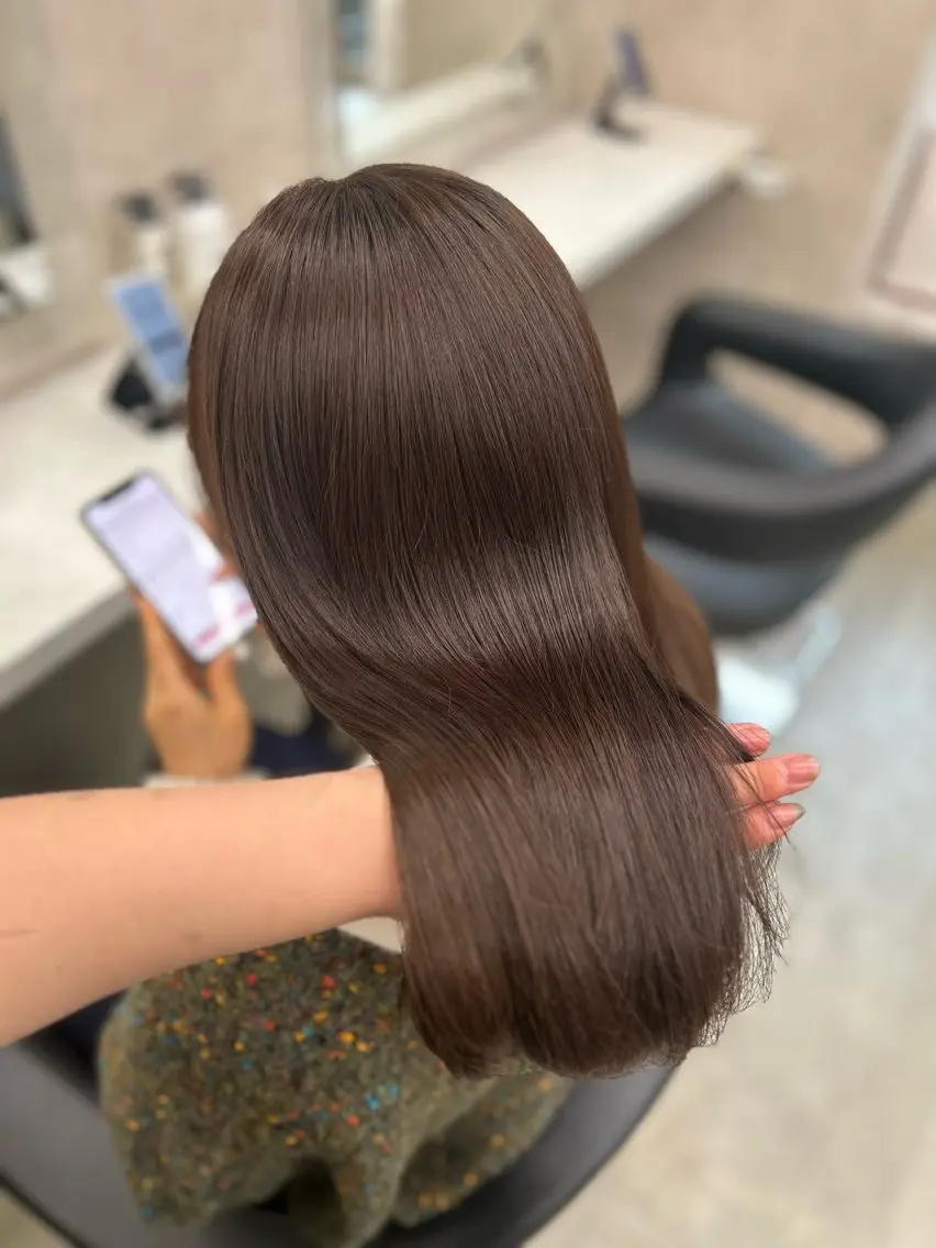 ロング カラー パーマ ヘアアレンジ メンズ キッズ ブリーチなしカラー/ ブラウン/レイヤーのヘアスタイル