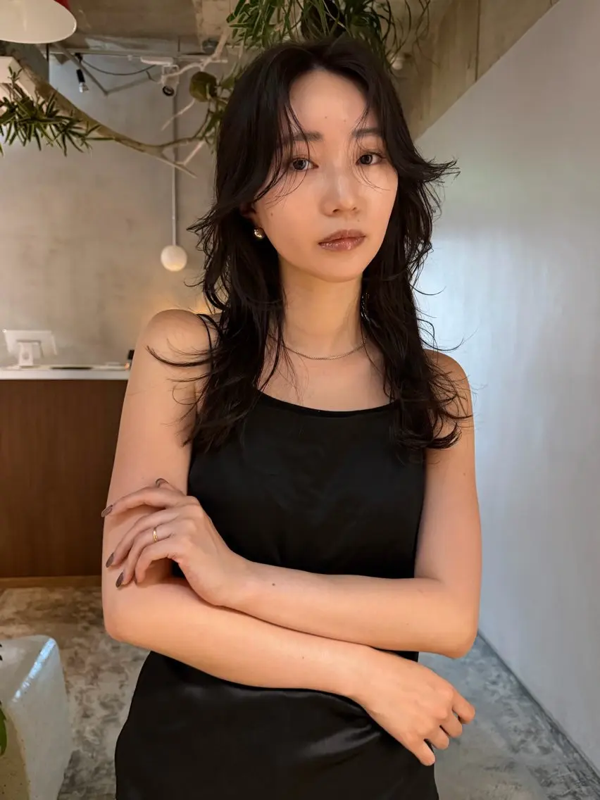 セミロング カラー パーマ パーマ 荒木 雄太のヘアスタイル
