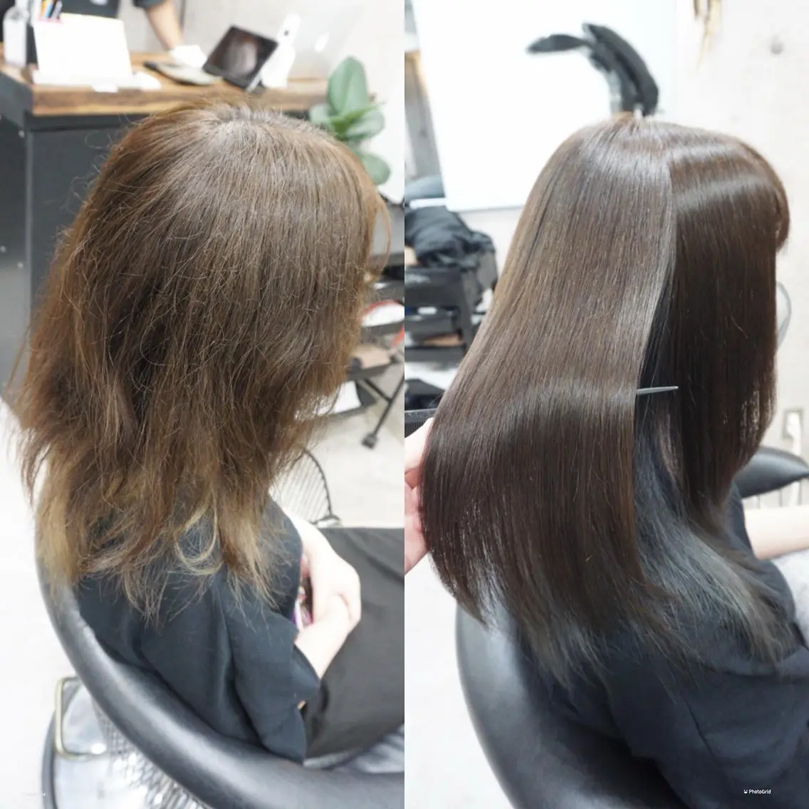 セミロング アッシュ アッシュブラウン 髪質改善 レイヤーカット 縮毛矯正 カット ヘアカラー 縮毛矯正 トリートメント hair teria ryu 大塚のヘアスタイル