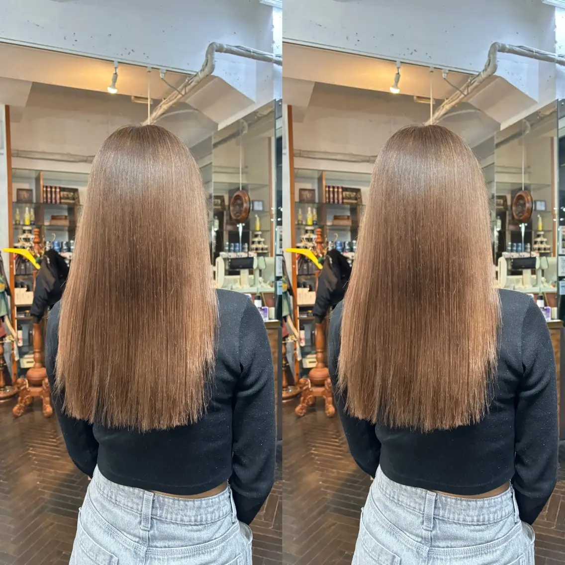 ミディアム カラー ブリーチ ブラウンカラー キャラメルブラウン カット ヘアカラー トリートメント 💎ハイトーン/艶 カラー モエカ💎のヘアスタイル