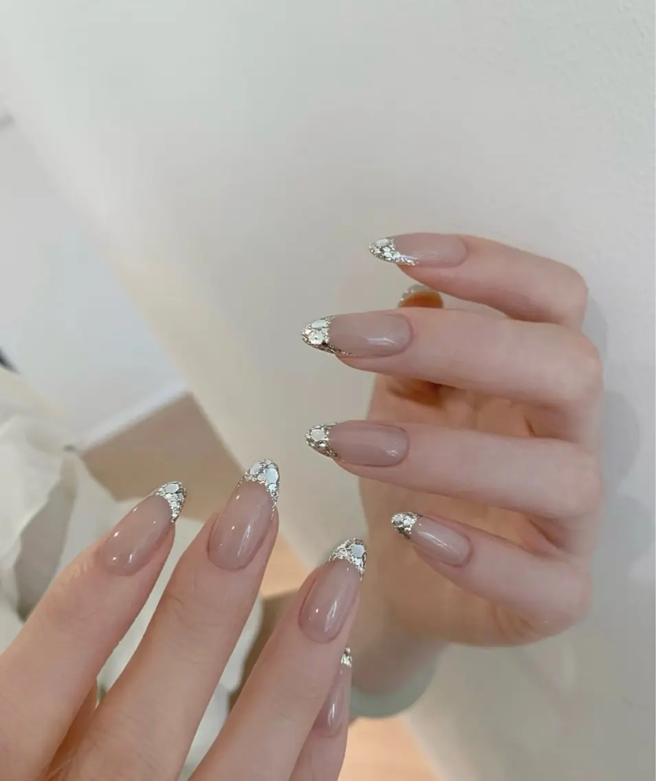 【ハンド】人気No.2 美フォルムガラスフレンチネイル🧚‍♀️の写真