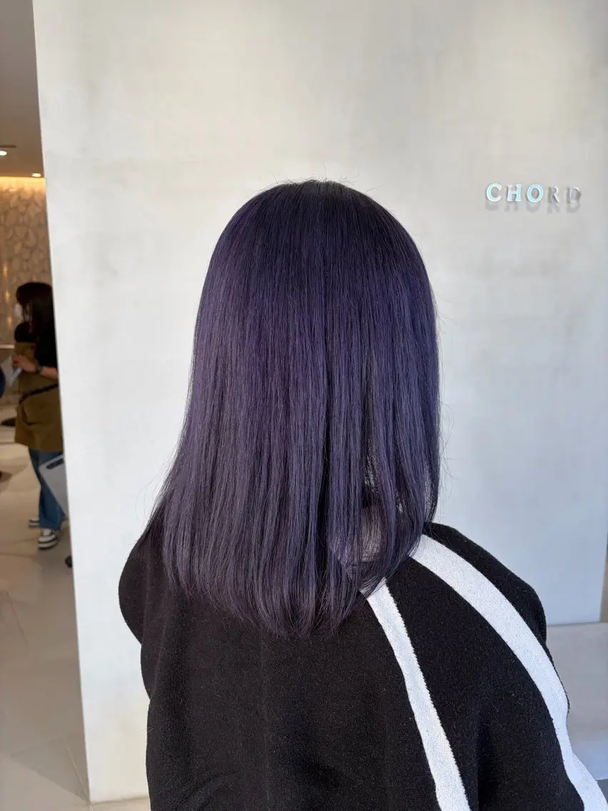 セミロング パープルカラー ヘアカラー ✨🩵波多野 来実🩵✨のヘアスタイル