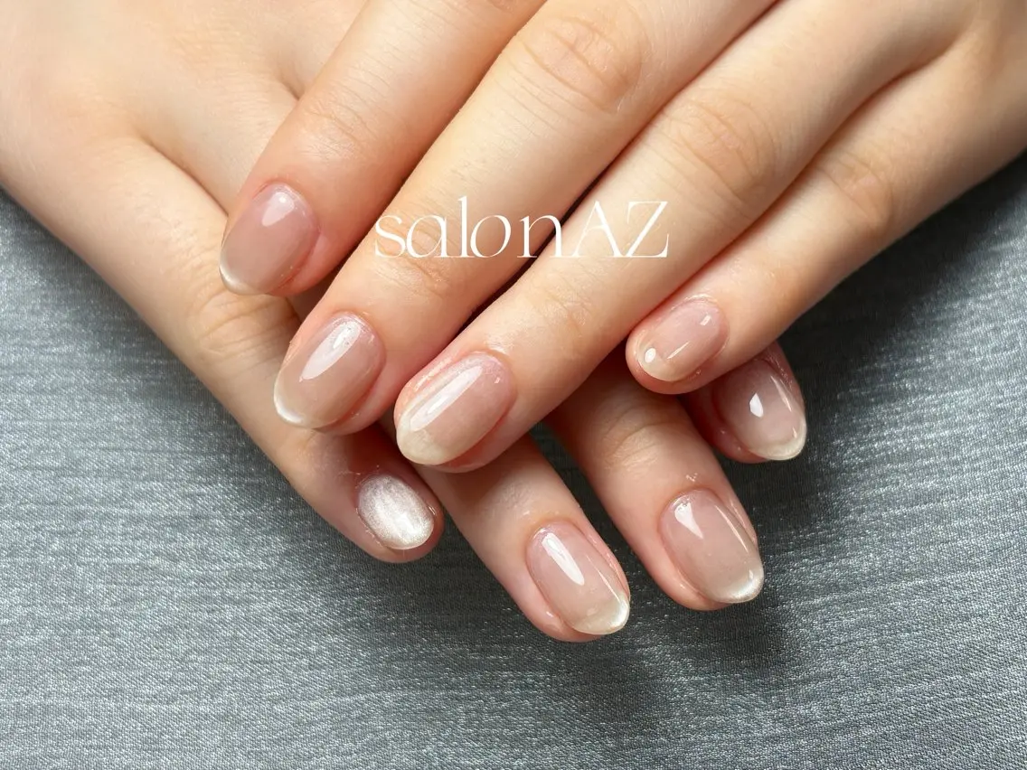 ネイル 長さ出し フットネイル フレンチネイル ジェルネイル マグネットネイル salon AZのネイルデザイン