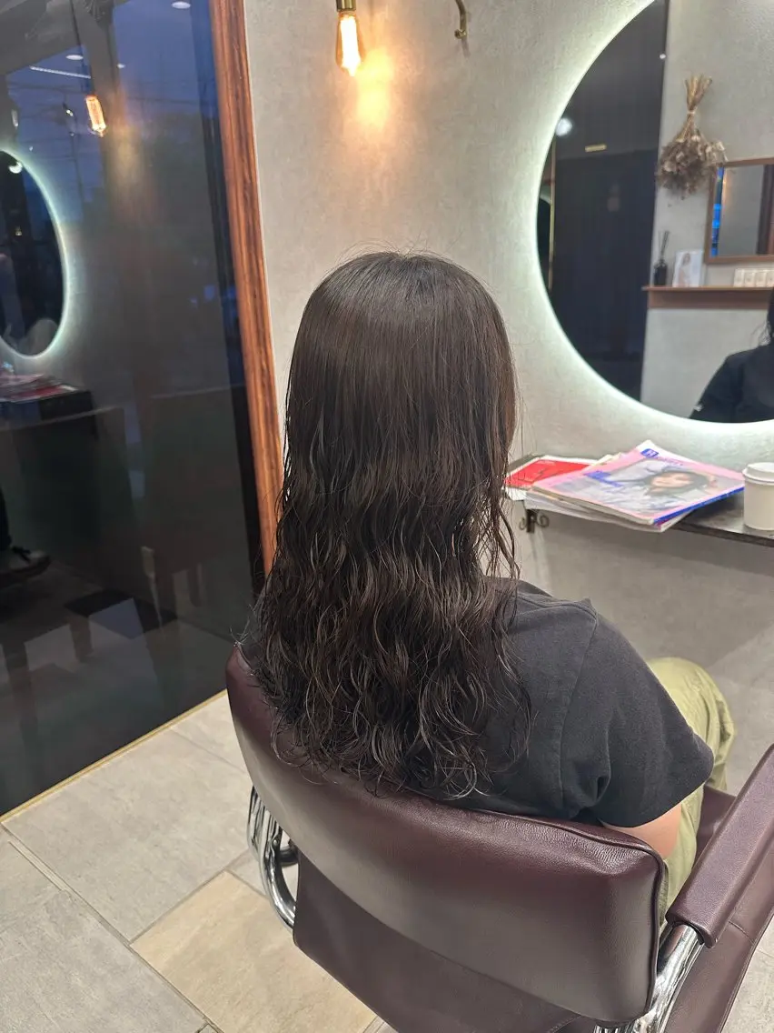 ロング パーマ ボブ デジタルパーマ salowin Ryoのヘアスタイル