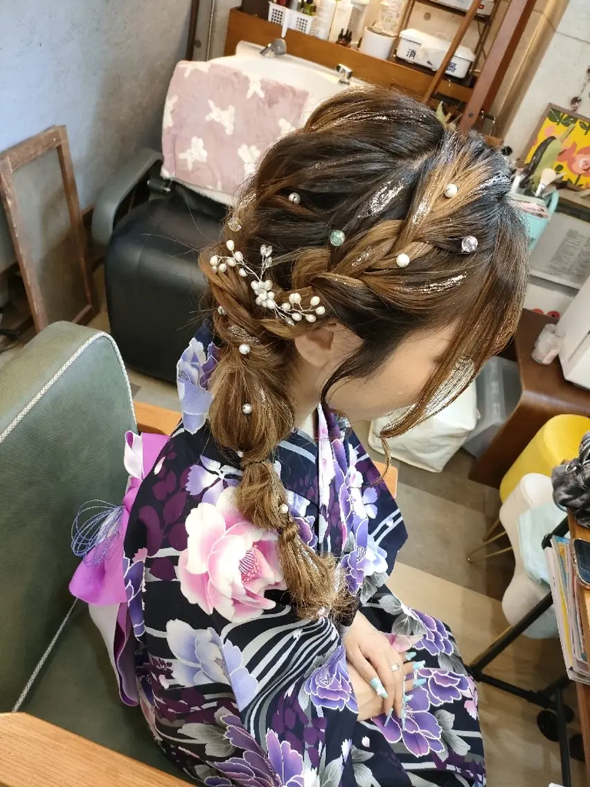ヘアアレンジ 髪飾り 浴衣 着付け HempBeauty 浅野アサミのヘアスタイル