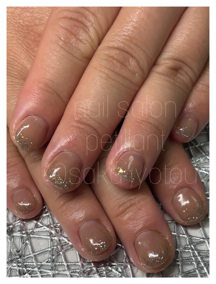 ネイル フラッシュネイル グリーン ラメ(グリッター) nail salon petillantのネイルデザイン