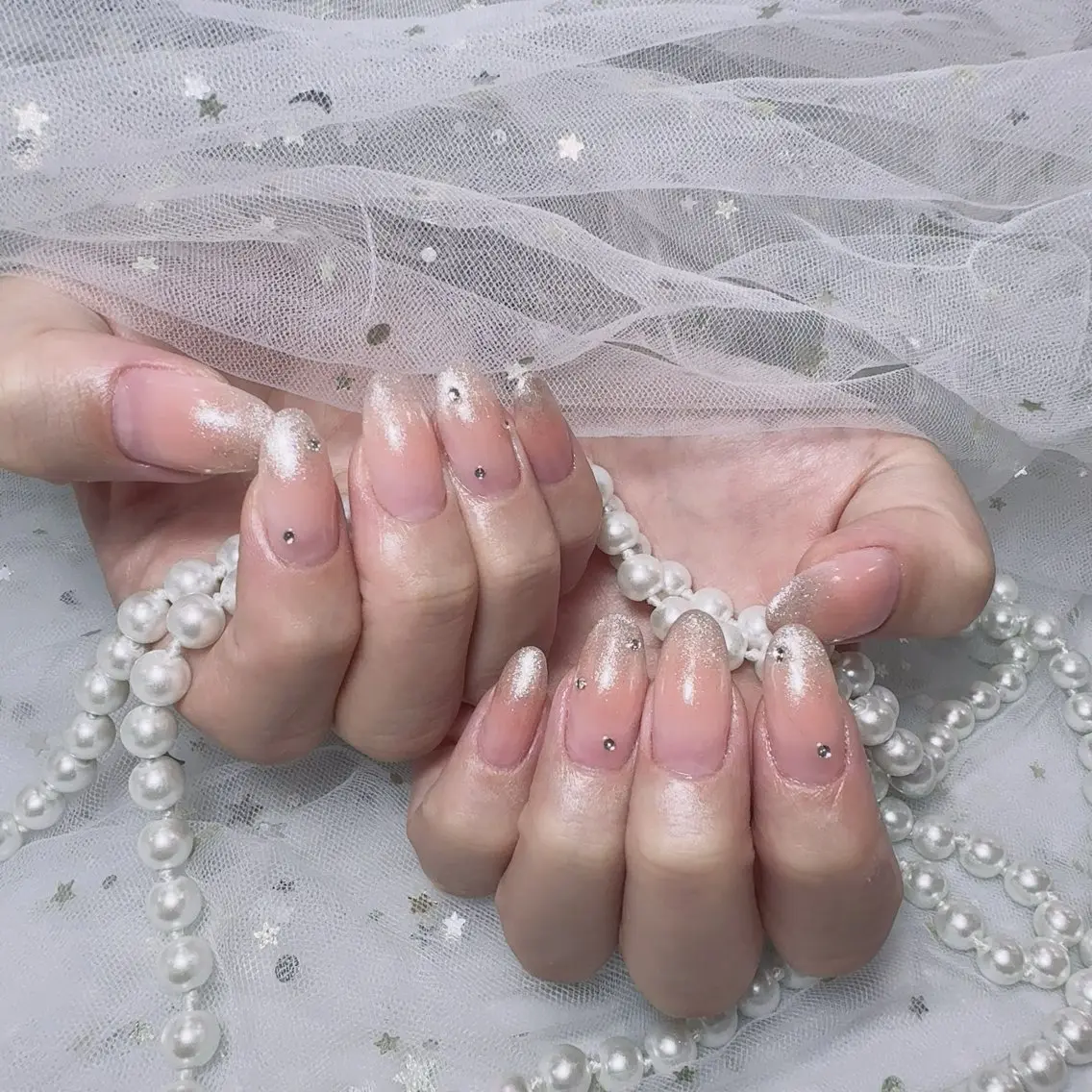 ネイル アートネイル フラッシュネイル フレンチネイル ジェルネイル ガラスフレンチ You&Me Yukiのネイルデザイン