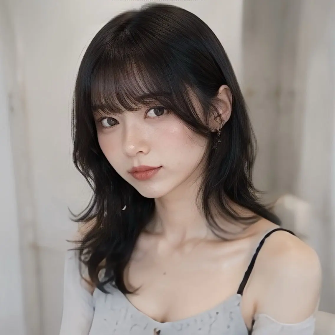 セミロング カット レイヤー/顔まわり /縮毛矯正/おばかんのヘアスタイル