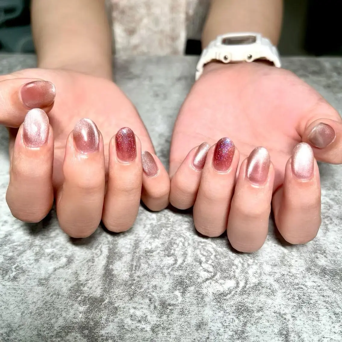 ネイル チークネイル 桜ネイル フラッシュネイル フレンチネイル ジェルネイル ハンドネイル YOSHIOKA船橋 フィルイン♡長さだしのネイルデザイン
