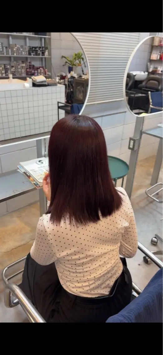 ミディアム カラー レッドカラー White room nagomiのヘアスタイル