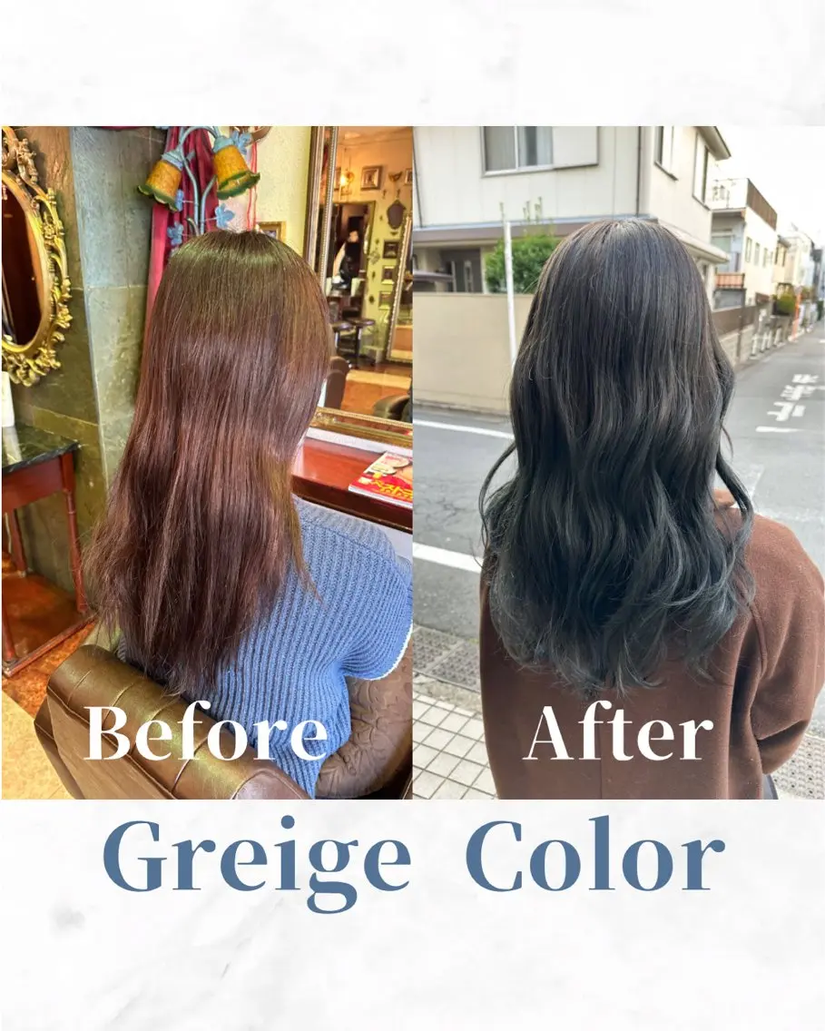 ロング カラー ブリーチ 透明感カラー グレージュ ブリーチなしカラー トリートメント カット ヘアカラー トリートメント 【美髪矯正 /髪質改善】RINのヘアスタイル