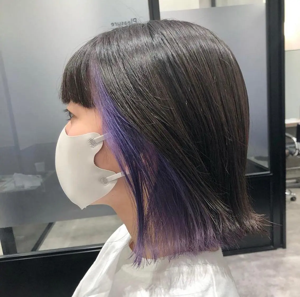 ミディアム カラー パーマ ヘアアレンジ メンズ キッズ 切りっぱなしボブ メンズブリーチ メンズインナーカラー ブリーチ ブルーカラー カット ヘアカラー stylist 🌸 kana.のヘアスタイル
