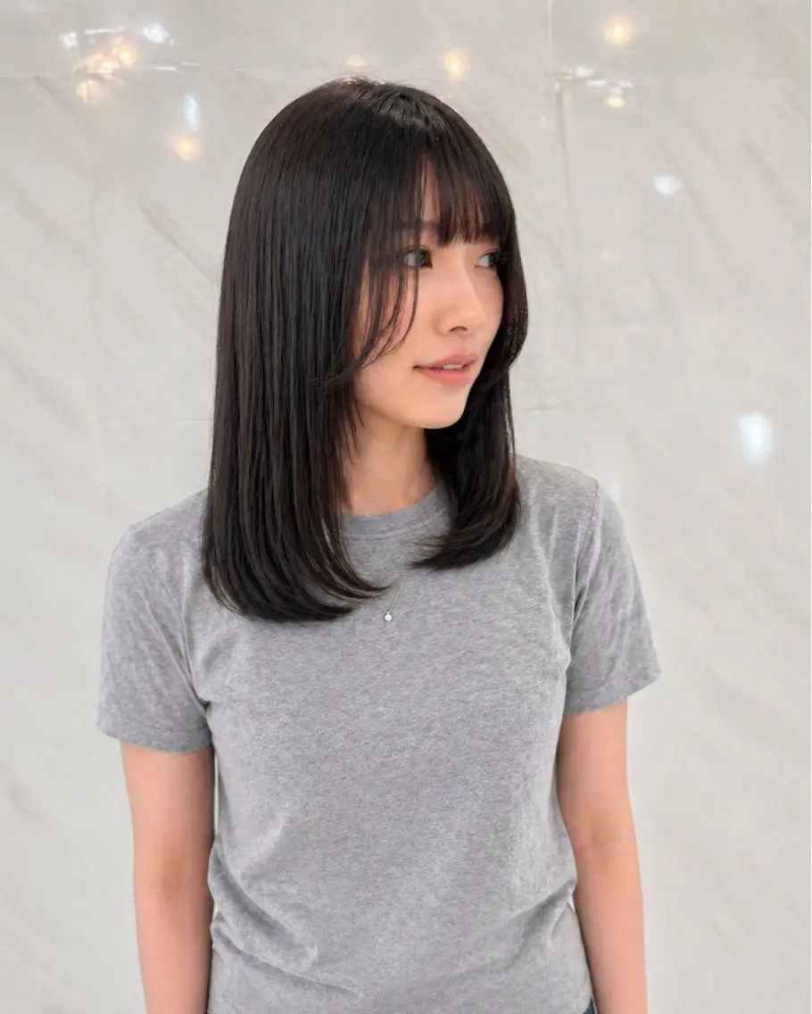 ミディアム 髪質改善🩵縮毛矯正 代々木/木下のヘアスタイル