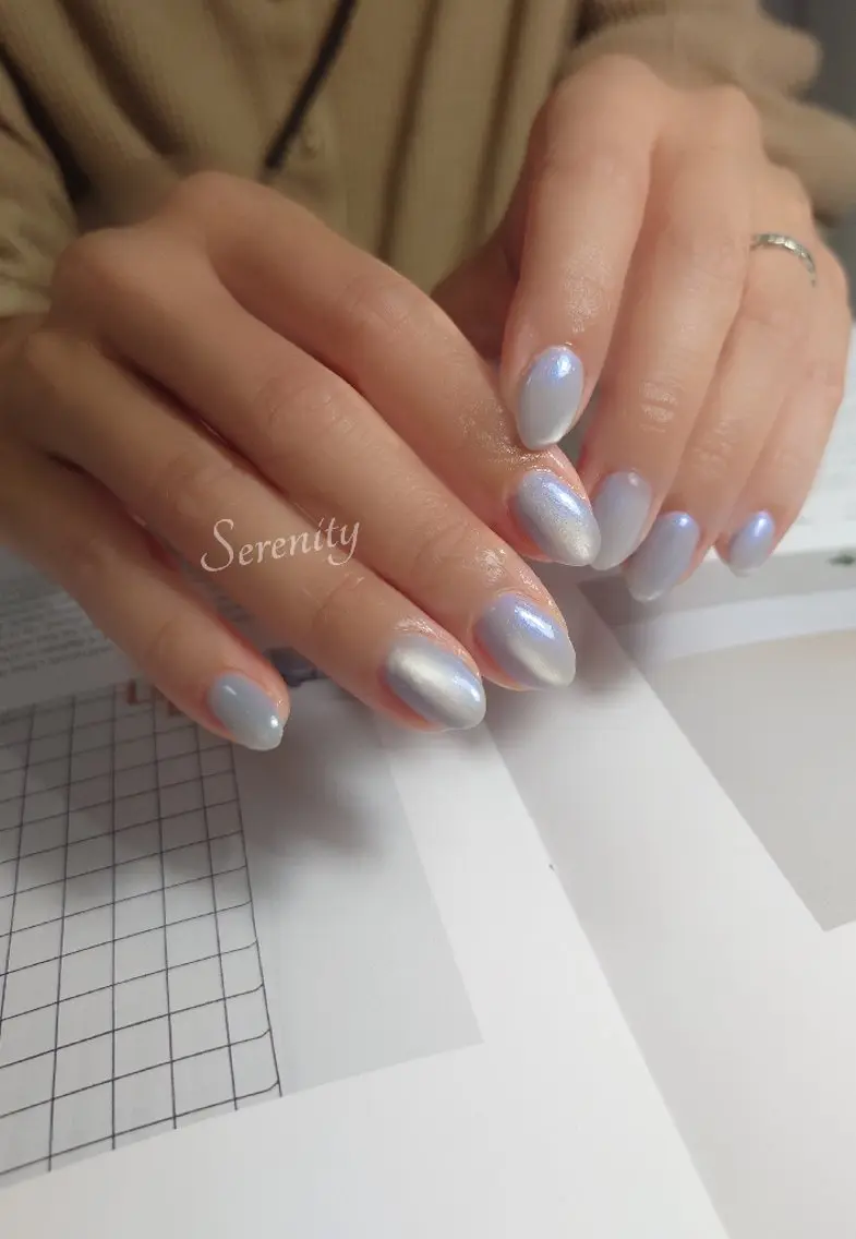 ネイル 水色 マグネットネイル マグネットワンカラー ワンカラーネイル ハンドネイル nail  serenityのネイルデザイン