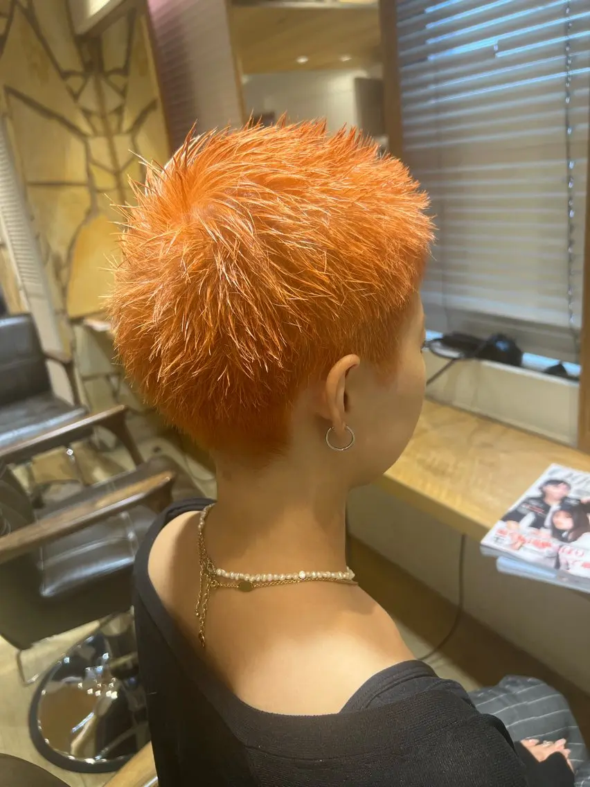 ショート カラー オレンジ ヘアカラー 新宿メンズ人気No1 仙頭 由範のヘアスタイル