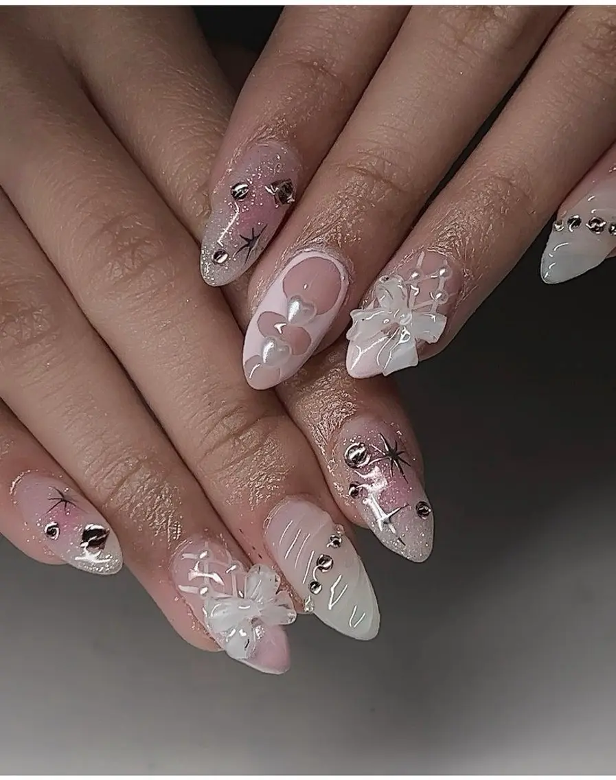 ネイル フレンチネイル ジェルネイル 韓国ネイル マグネットネイル マグネットフレンチ akina nailsのネイルデザイン
