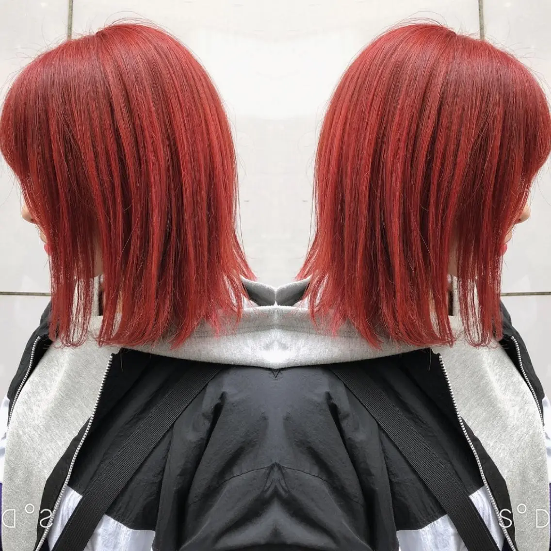 ミディアム カラー ヘアアレンジ レッドカラー ヘアカラー トリートメント 竹内啓太 ボブのヘアスタイル