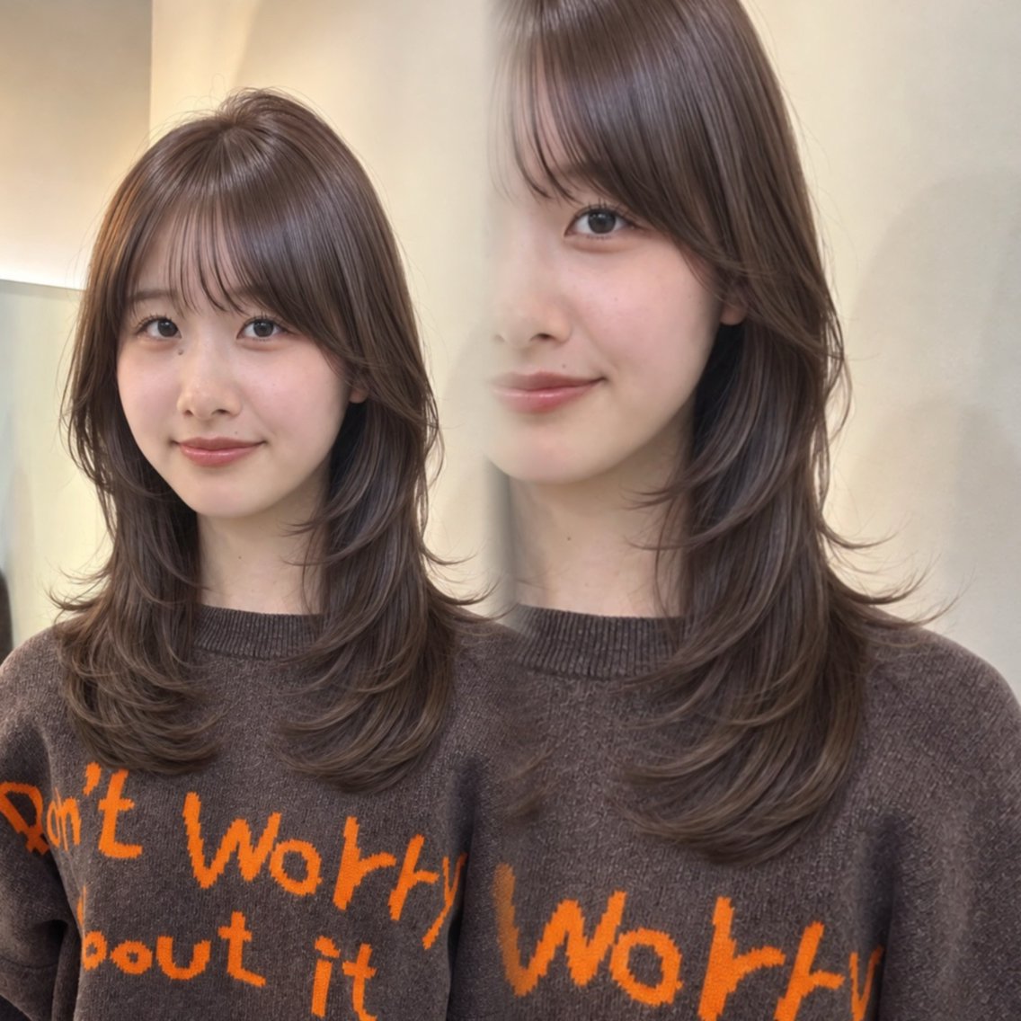 セミロング カット ヘアカラー レイヤーカット/ ダブルカラー/セイナのヘアスタイル