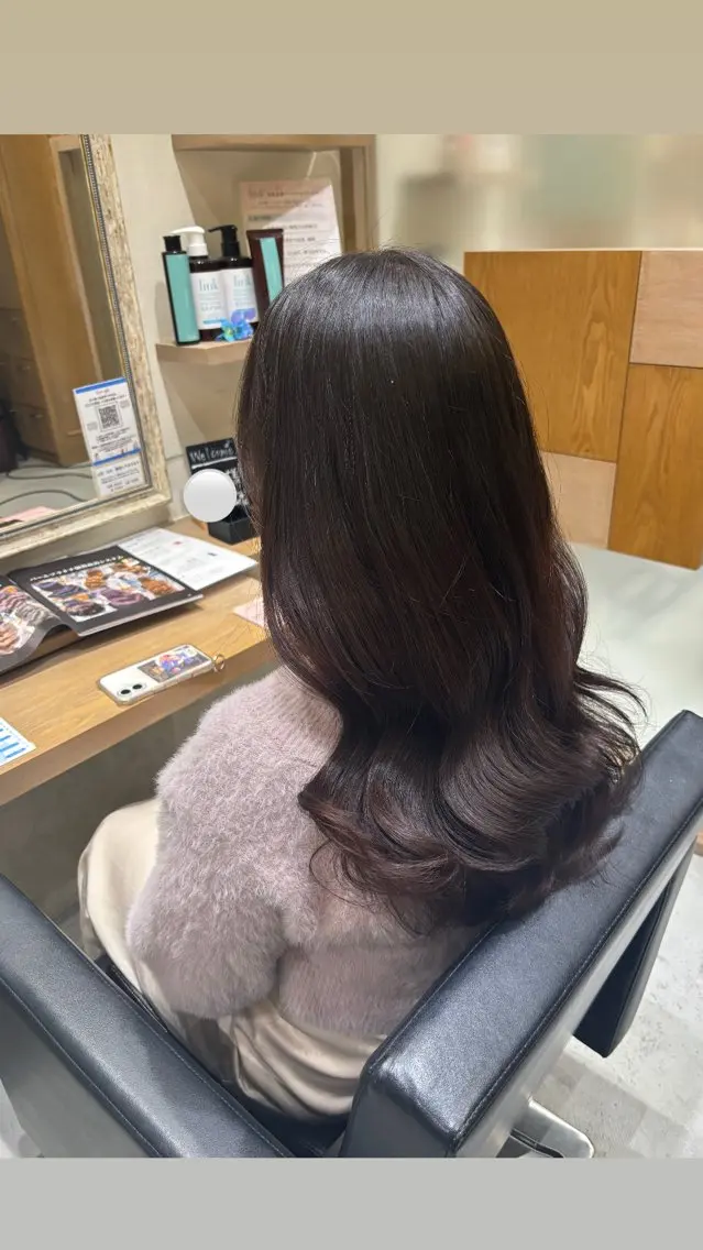 ロング 縮毛矯正 トリートメント 透明感グレージュ/ 縮毛矯正/静岡のヘアスタイル