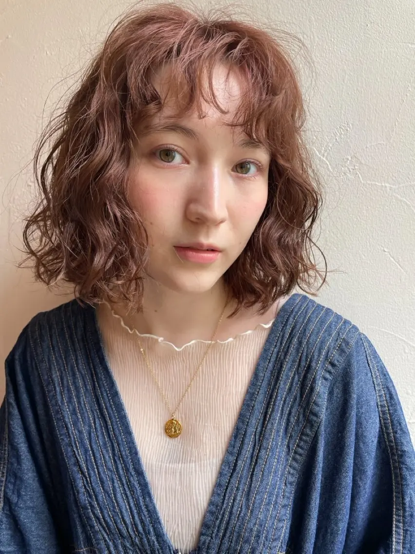 パーマ ボブ パーマ 透明感カラー／ オシャレヘア／まりなのヘアスタイル