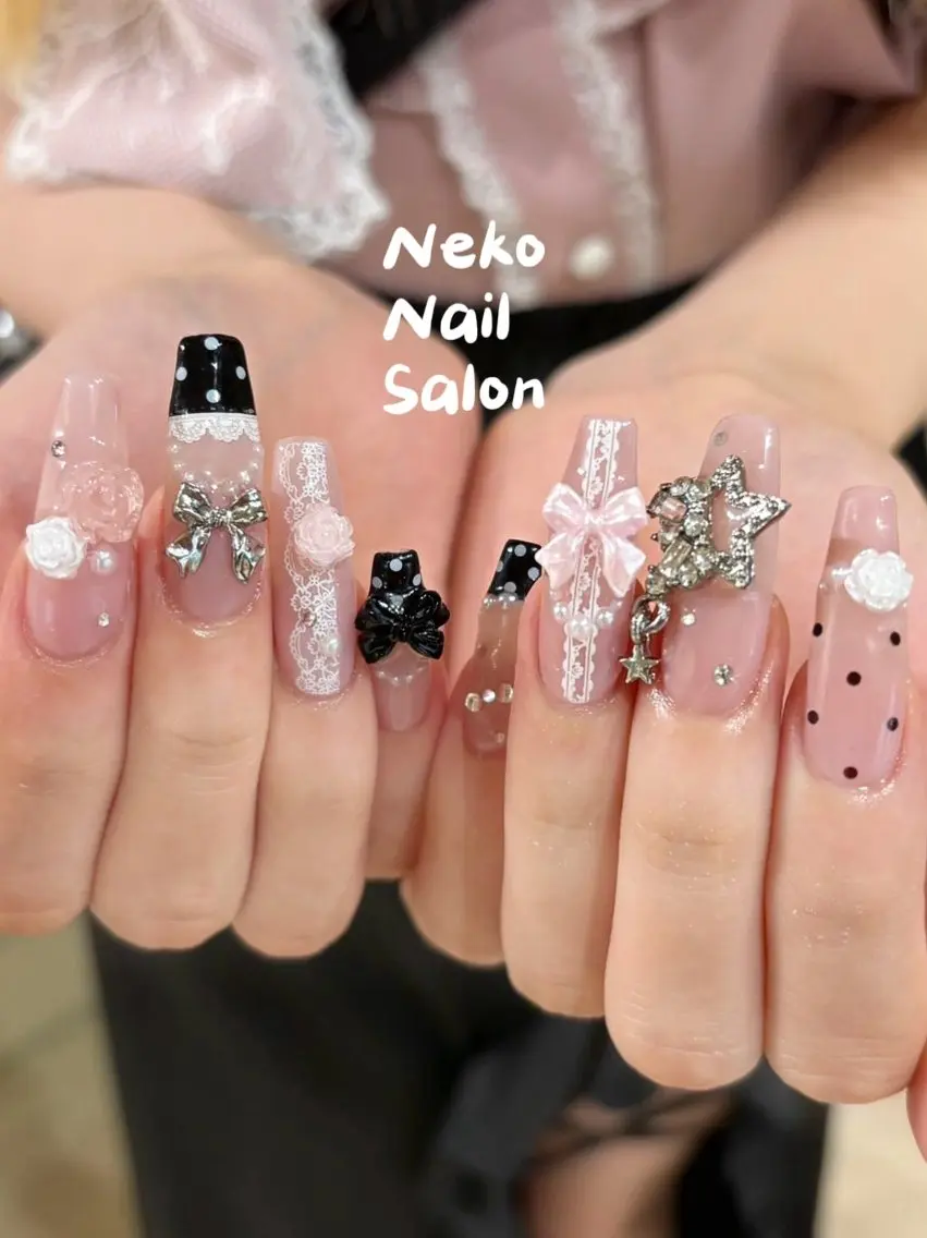 ネイル ガーリー 持ち込み ハンドネイル neko nailのネイルデザイン