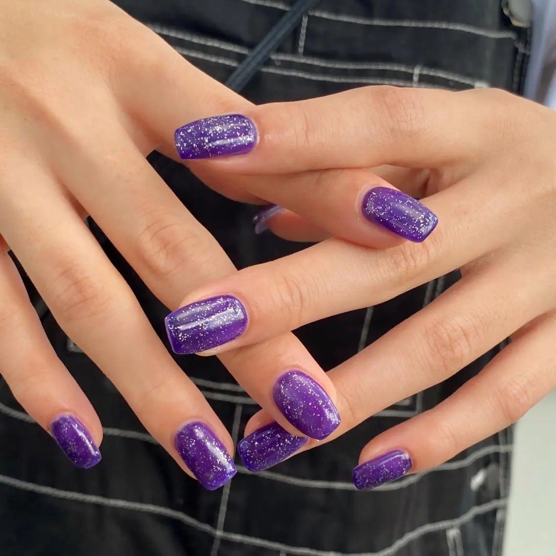 ネイル ラメ(グリッター) ワンカラーネイル パープル ハンドネイル ハンドケア nail salon アトリエBONOのネイルデザイン