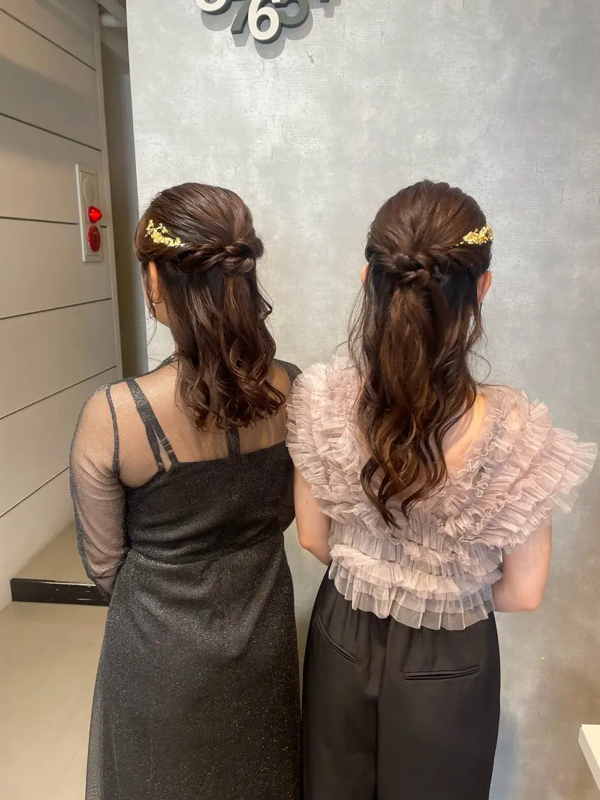 ヘアアレンジ ハーフアップ ヘアセット chic 有山 美瑠のヘアスタイル