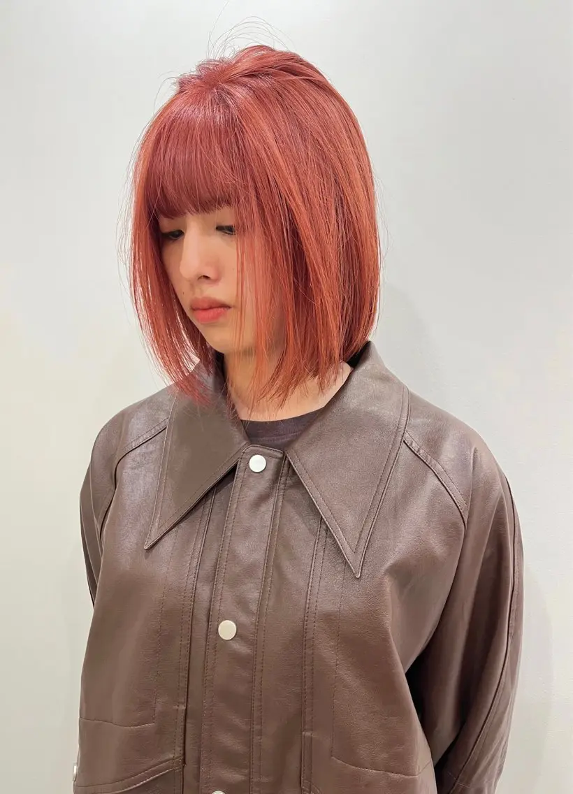 ショート カラー オレンジ ピンクカラー カット ヘアカラー トリートメント ヘアセット🎀パーマ Tsubasaのヘアスタイル