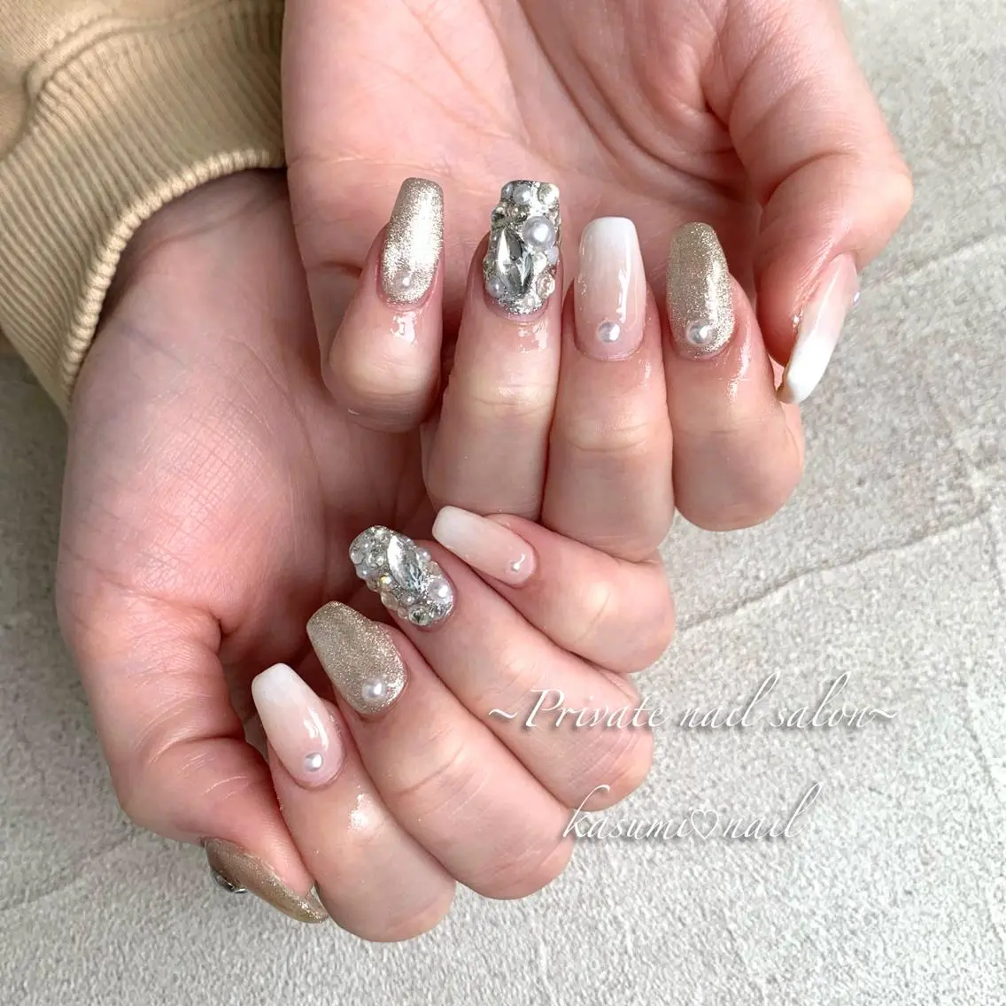 ネイル アートネイル ラメ(グリッター) マグネットネイル ミラーネイル ニュアンスネイル KASUMI♡ Nailのネイルデザイン