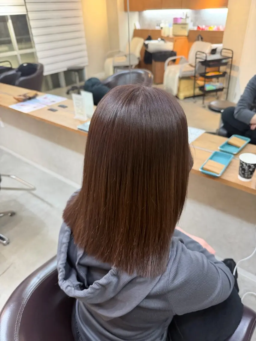 ミディアム カラー カット ヘアカラー トリートメント 🎀Maho🎀ボブ × 髪質改善のヘアスタイル