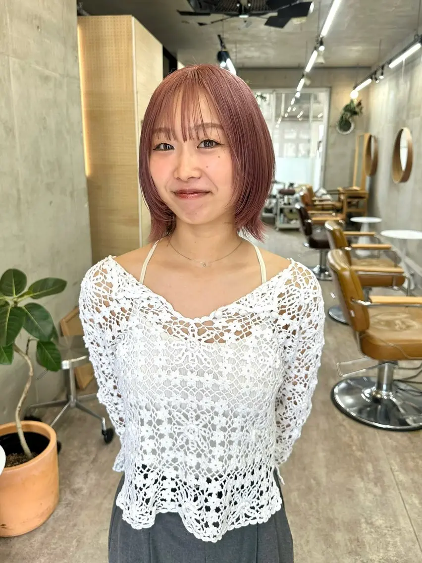 ショート カラー ショートボブ ベージュカラー ピンクカラー ピンクベージュ ボブ カットモデル募集中 ／HARUKA🎀のヘアスタイル