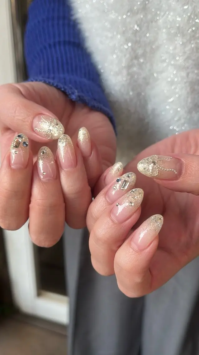 ネイル フラッシュネイル フレンチネイル ハート ラメ(グリッター) ラメグラデーション SAKU nail 作島茜のネイルデザイン