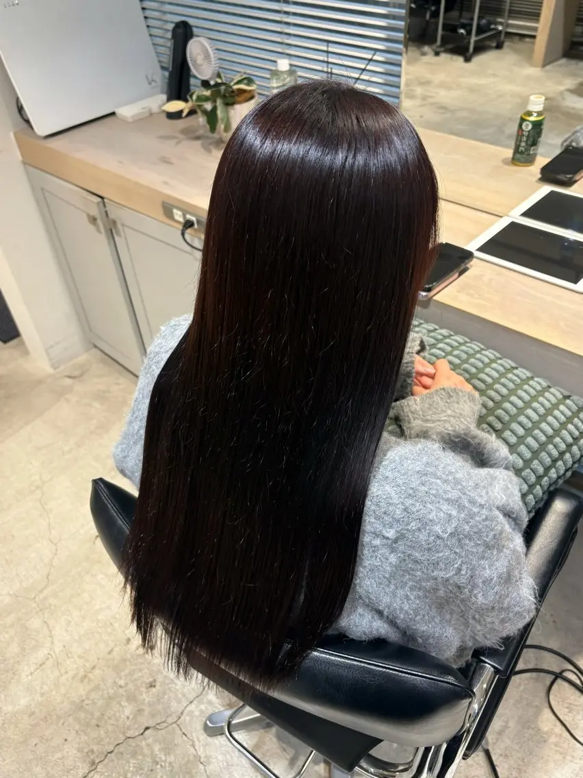 ロング パーマ 縮毛矯正 SHEA /縮毛矯正 イソダハルカのヘアスタイル