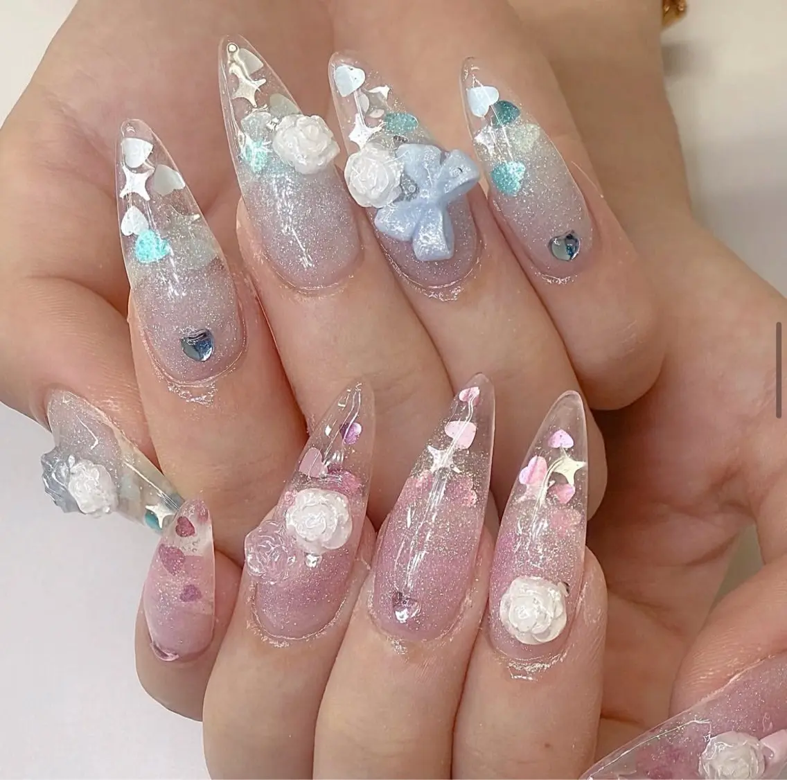 ネイル アートネイル フラワーネイル フレンチネイル ジェルネイル グラデーション ハンドネイル Ryu Nail NekoChanのネイルデザイン