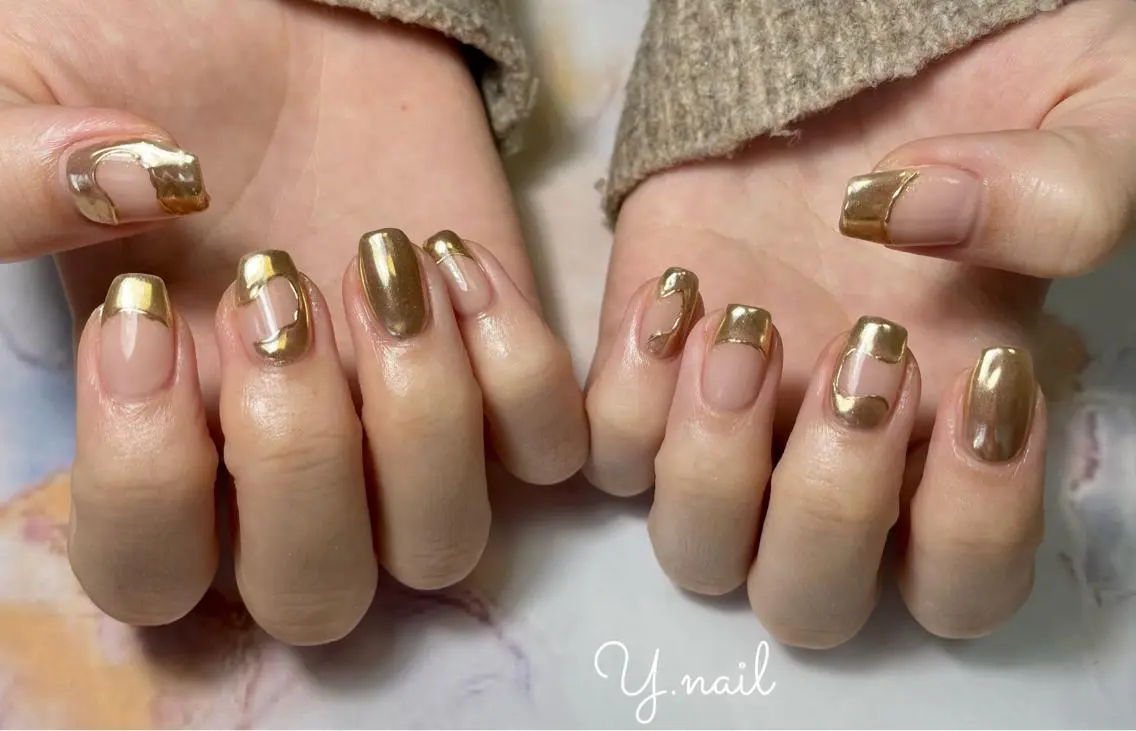 ネイル フレンチネイル ミラーネイル ニュアンスネイル Feliz yuukaのネイルデザイン