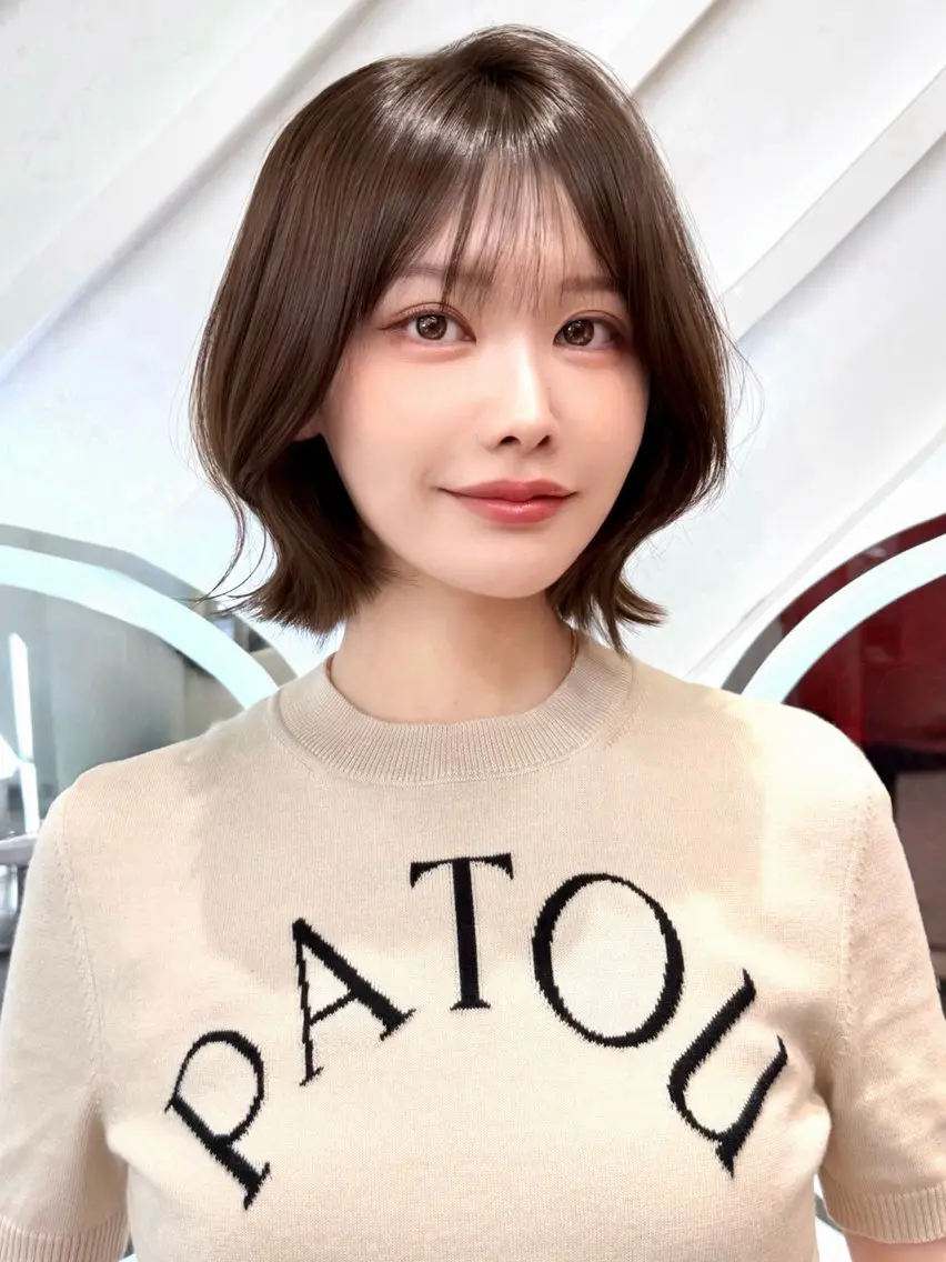 ミディアム カット ヘアカラー トリートメント 渋谷ボブ🤍/髪質 改善/縮毛矯正/瑞月のヘアスタイル