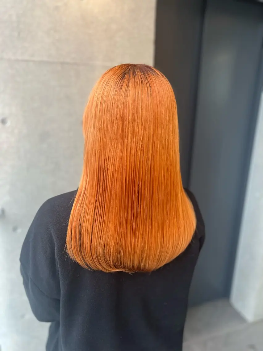 セミロング カラー ベージュカラー オレンジ オレンジベージュ ヘアカラー 吉野 瑳桜のヘアスタイル