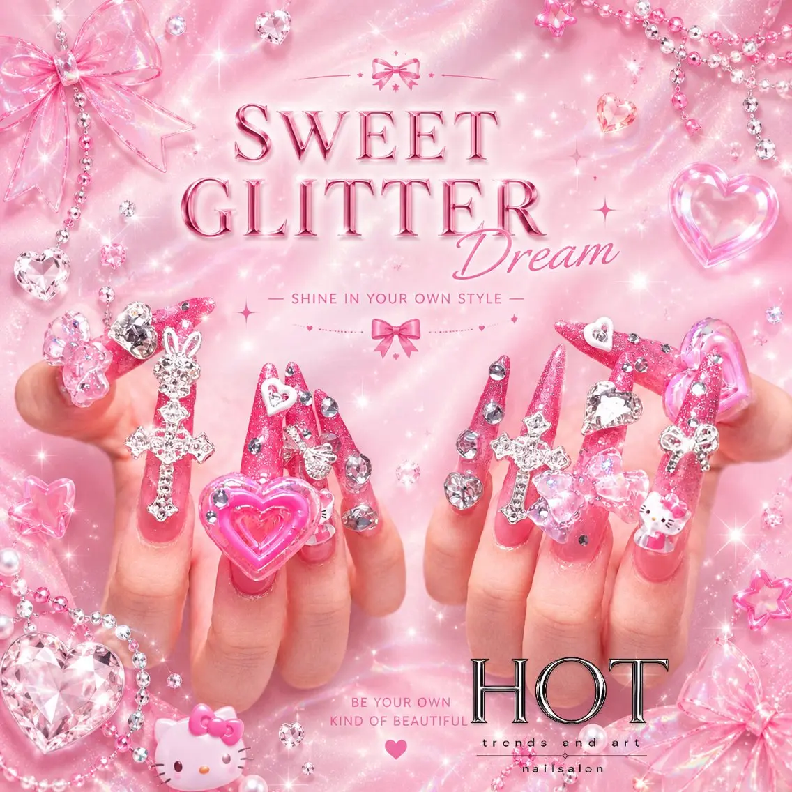 ネイル アートネイル オーロラネイル クリアネイル 長さ出し フレンチネイル ハンドネイル HOT Nail Salonのネイルデザイン