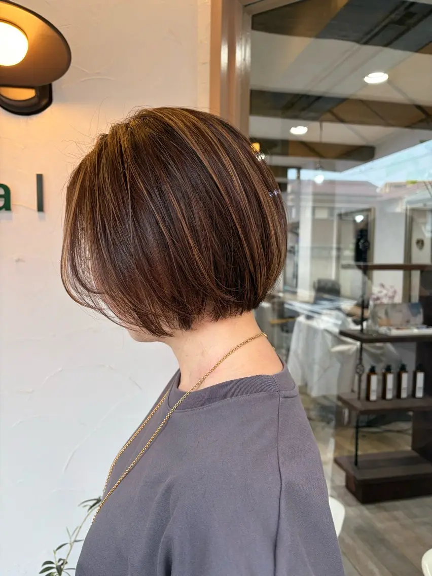 ショート カラー ショートボブ ブラウンカラー ショコラブラウン ボブ ショートヘア 女性カットモデル募集 calm岡本優希のヘアスタイル