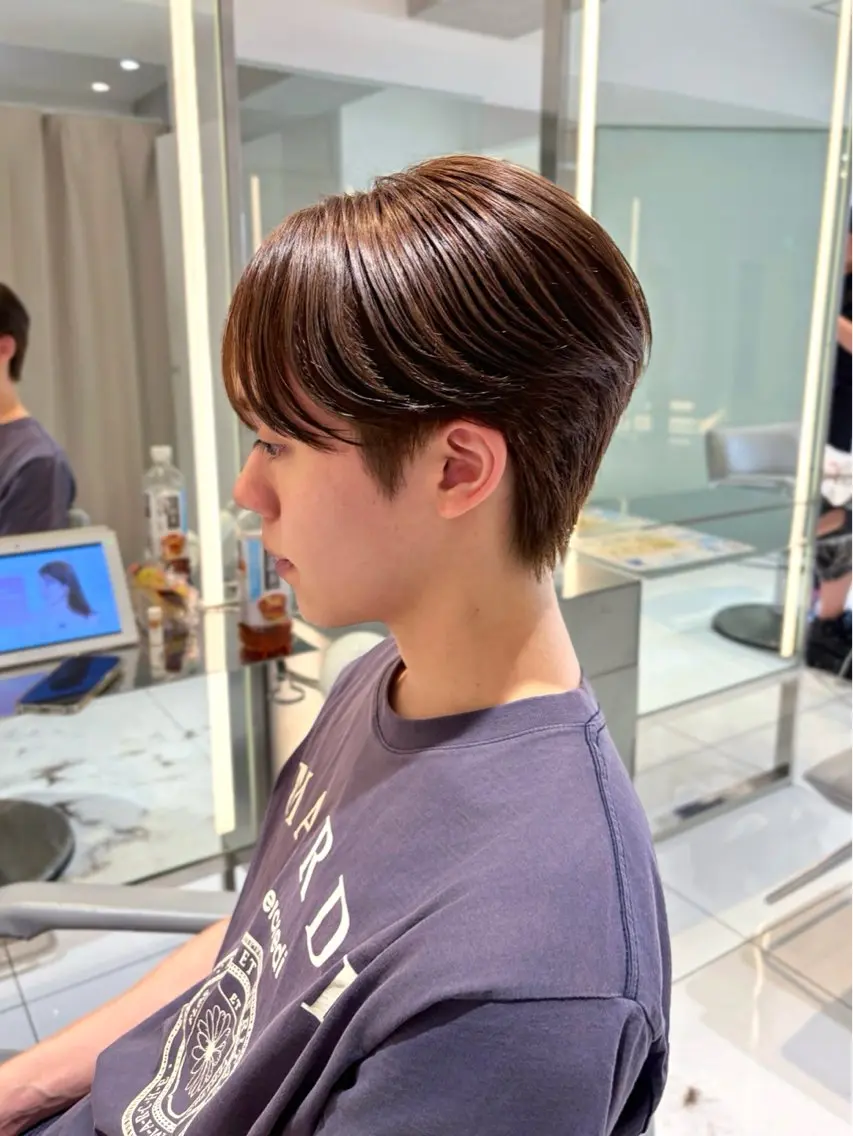 カラー メンズ マッシュ ブラウンカラー スエキ タクミ／昭島のヘアスタイル