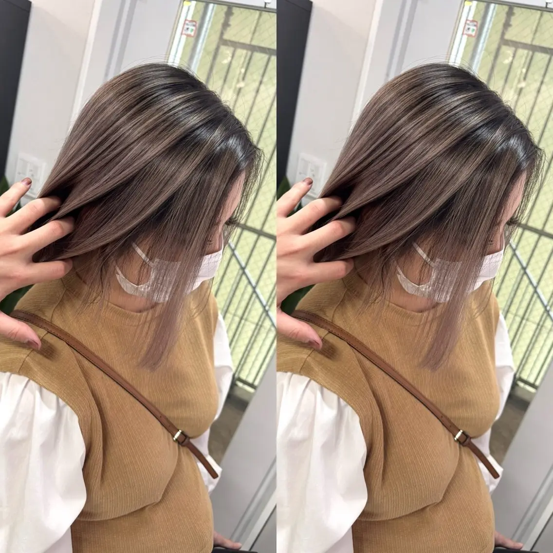 ショート バレイヤージュ ボブ🌈ナツヤのヘアスタイル