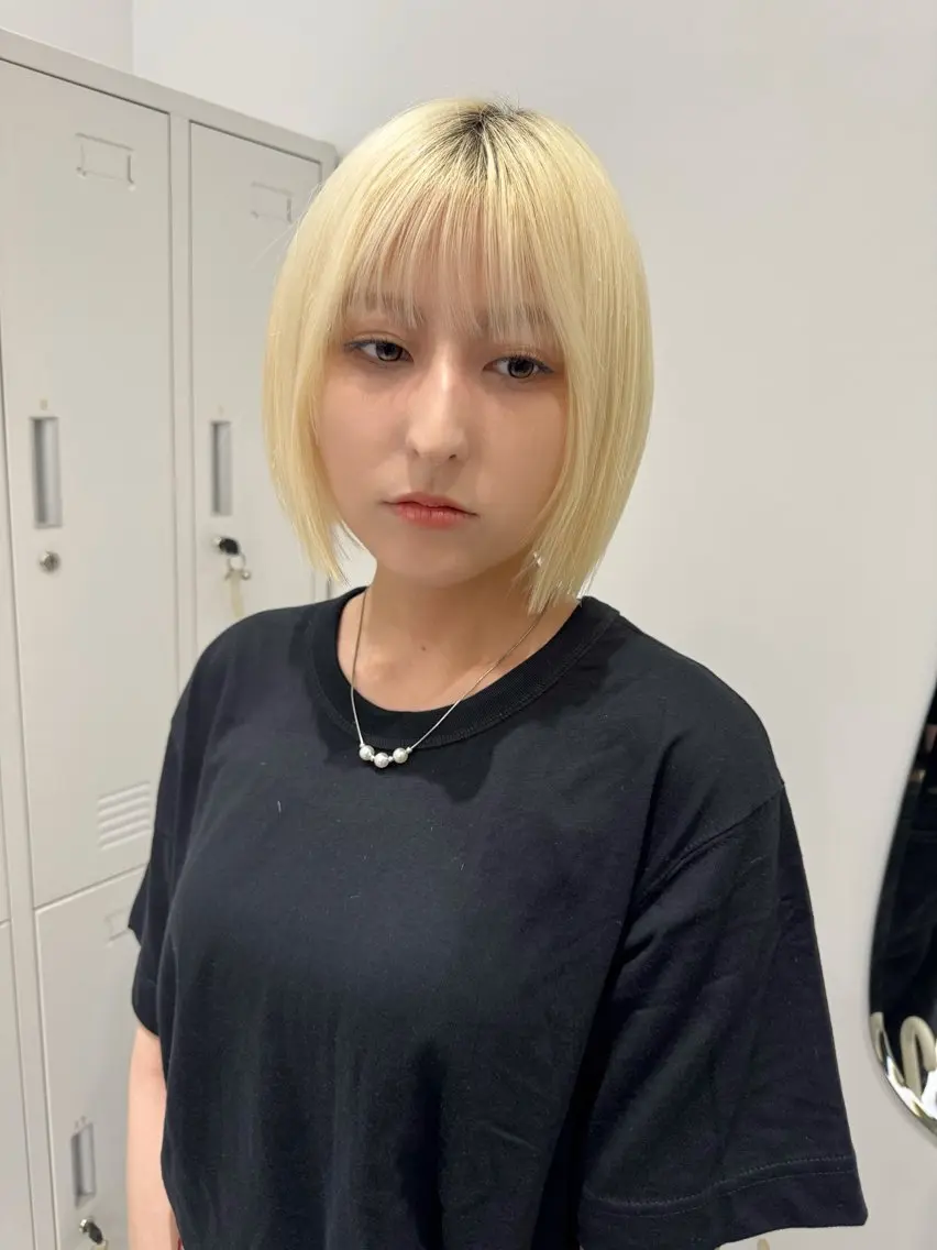 ショート ボブ 顔周りカット カット トリートメント 透明感カラー ボブ ミディアム 齊木勇人のヘアスタイル