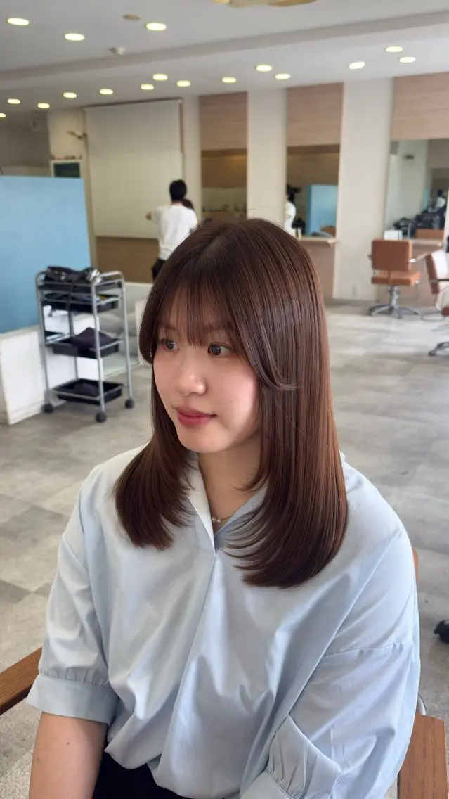セミロング カット チョコカラー🤎 韓国風/MIHOのヘアスタイル