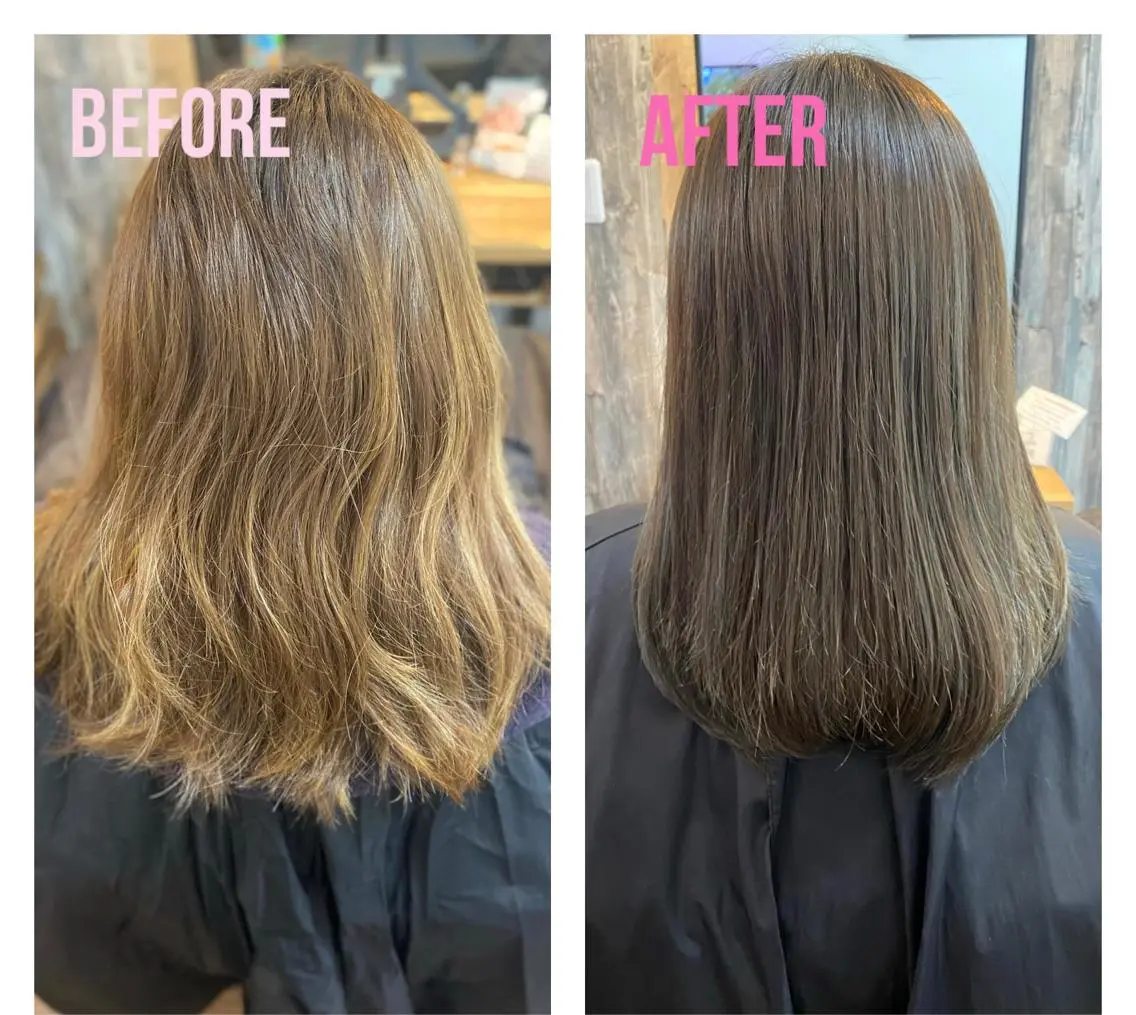ミディアム カラー ブリーチ ハイライトカラー ハイライト 酸性ストレート Luzir⭐︎ GEN⭐︎のヘアスタイル